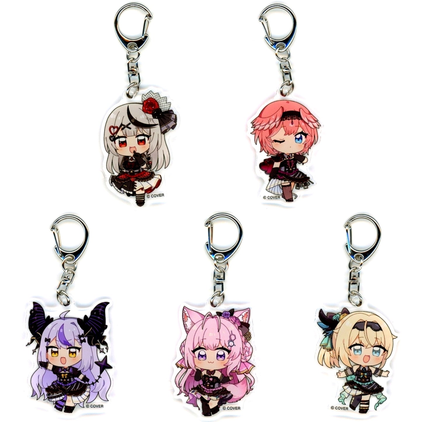 Set of 5 Secret Society holoX Hololive Trading Acrylic Keychain Dress ver. Seven Net Ltd [USED]