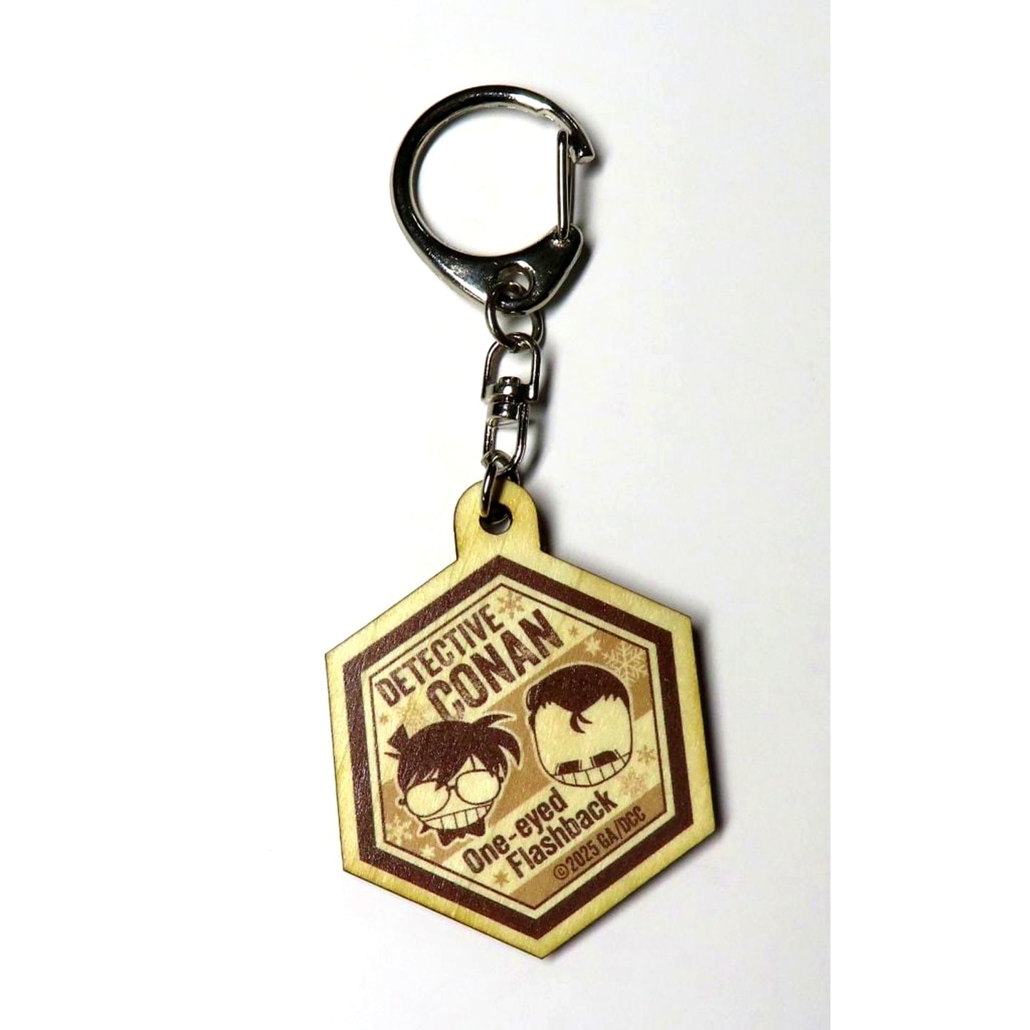 Conan Edogawa & Kogoro Mouri Detective Conan The One-Eyed Flashback Wooden Keychain Theater Goods [USED]