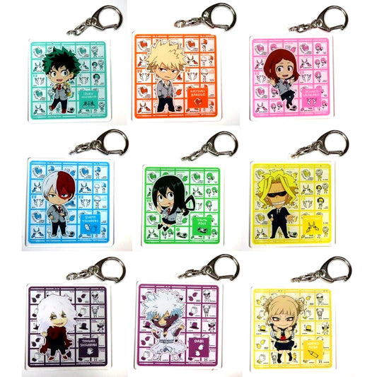 Set of 9 My Hero Academia Acrylic Keychain Shimojima Collab Ver. [USED]