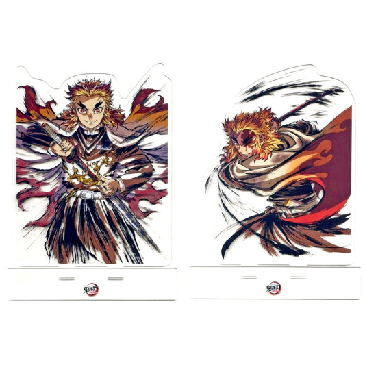 Set of 2 Kyojuro Rengoku A Prize Demon Slayer Mugen Train Arc Interlude Art Book Cover Illustration WEB SHOP Kuji Big Acrylic Stand [USED]