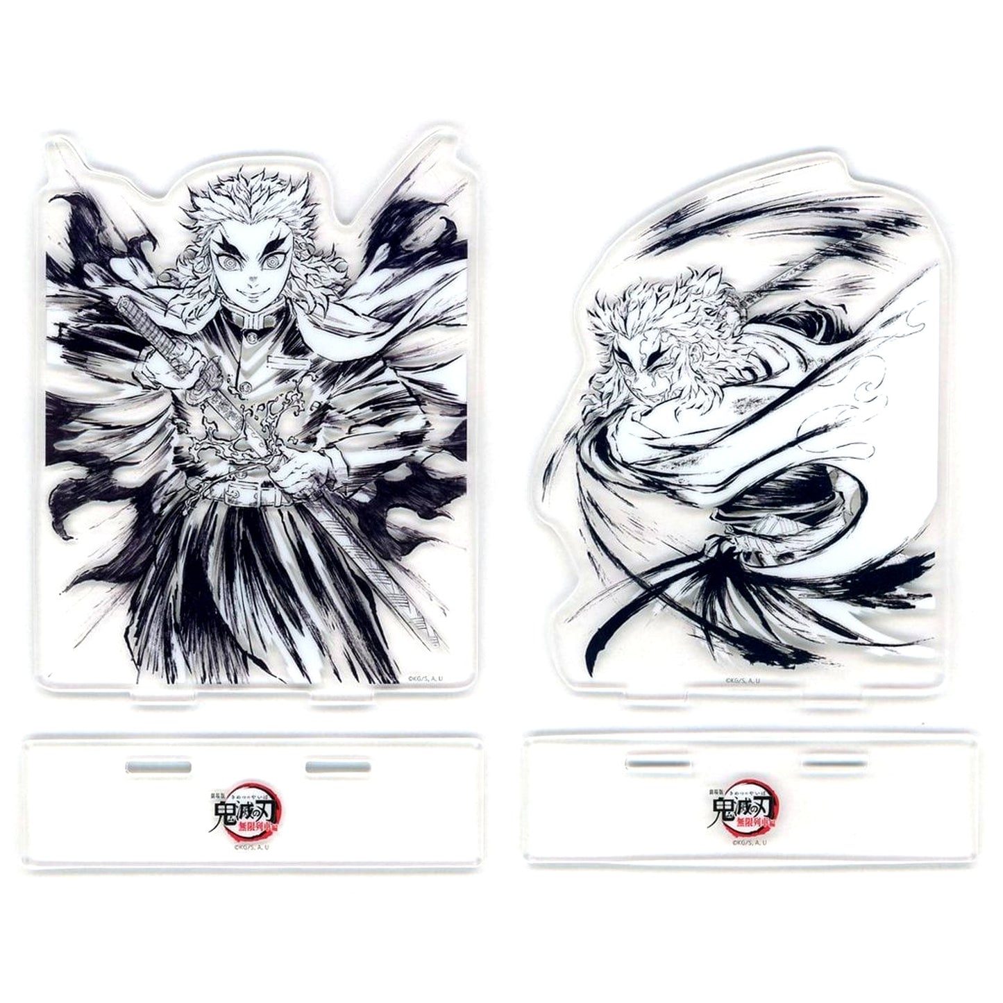 Set of 2 Original Art Acrylic Stand Demon Slayer: Kimetsu no Yaiba Mugen Train Arc Interlude Art Book Cover Illustration Flame Hashira Kyojuro Rengoku WEB SHOP Lottery Prize C [USED]