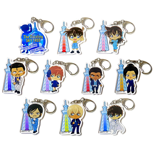 Set of 10 Detective Conan x Tokyo Skytree Sparkling Blue Sky Tower Skytree Blind Acrylic Keychain [USED]