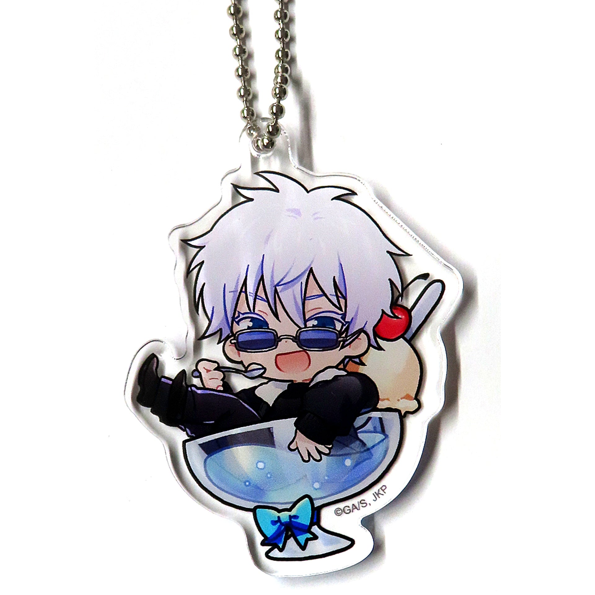 Satoru Gojo Ice Cream Jujutsu Kaisen Marukuji Chapon! Acrylic Keychain Chukichi-5 Medium Luck [USED]