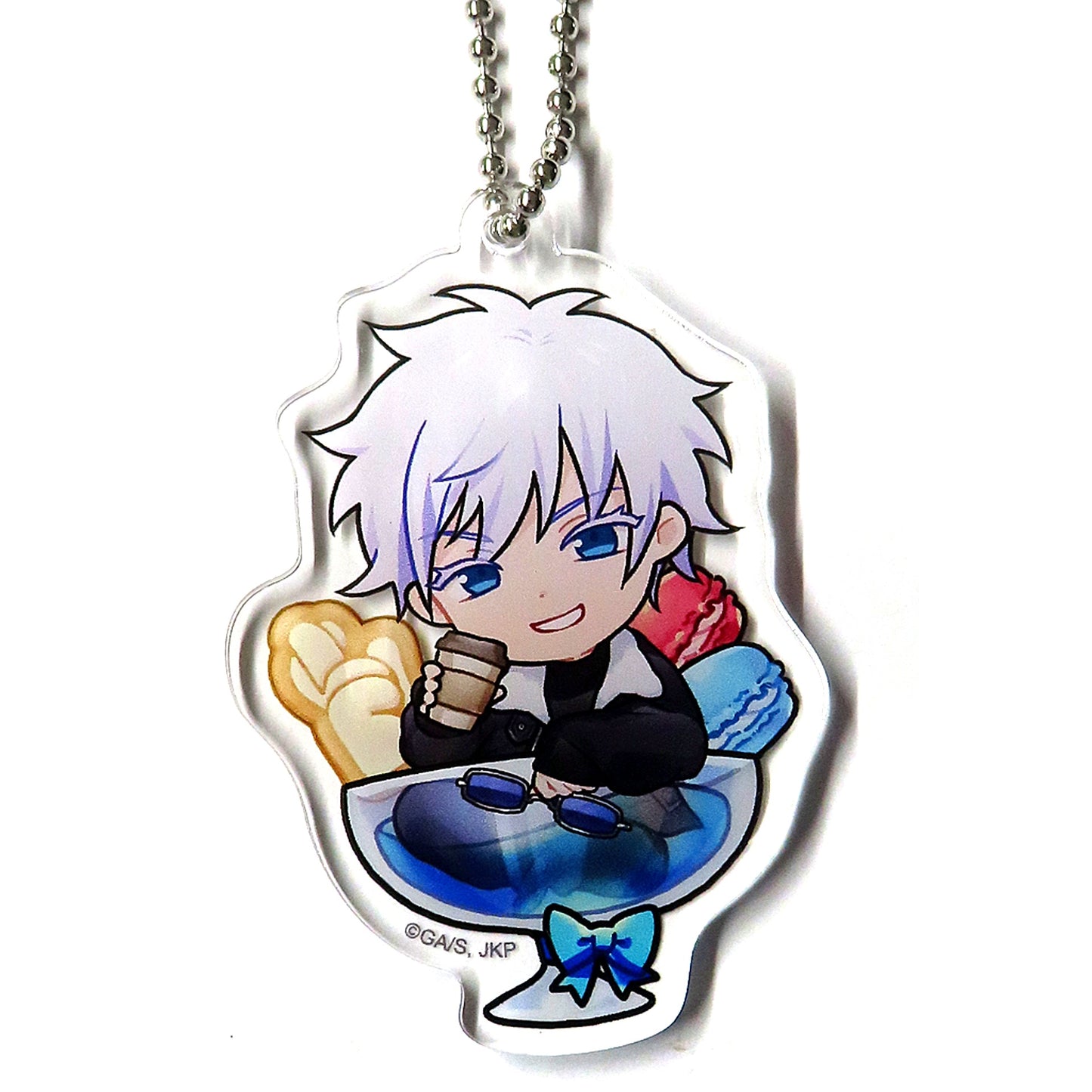 Satoru Gojo Macaron Jujutsu Kaisen Marukuji Chapon! Acrylic Keychain Chukichi-10 Medium Luck [USED]