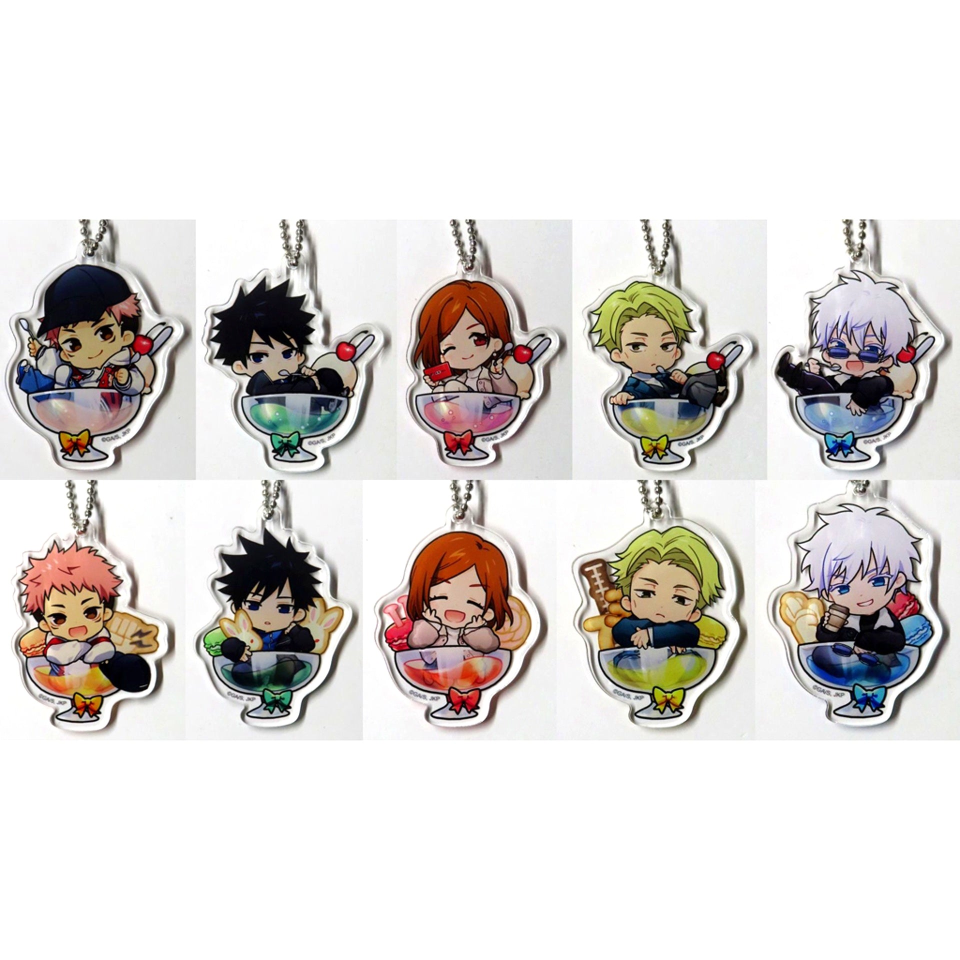 Set of 10 Acrylic Keychain Marukuji Jujutsu Kaisen Chapon Medium Blessing [USED]