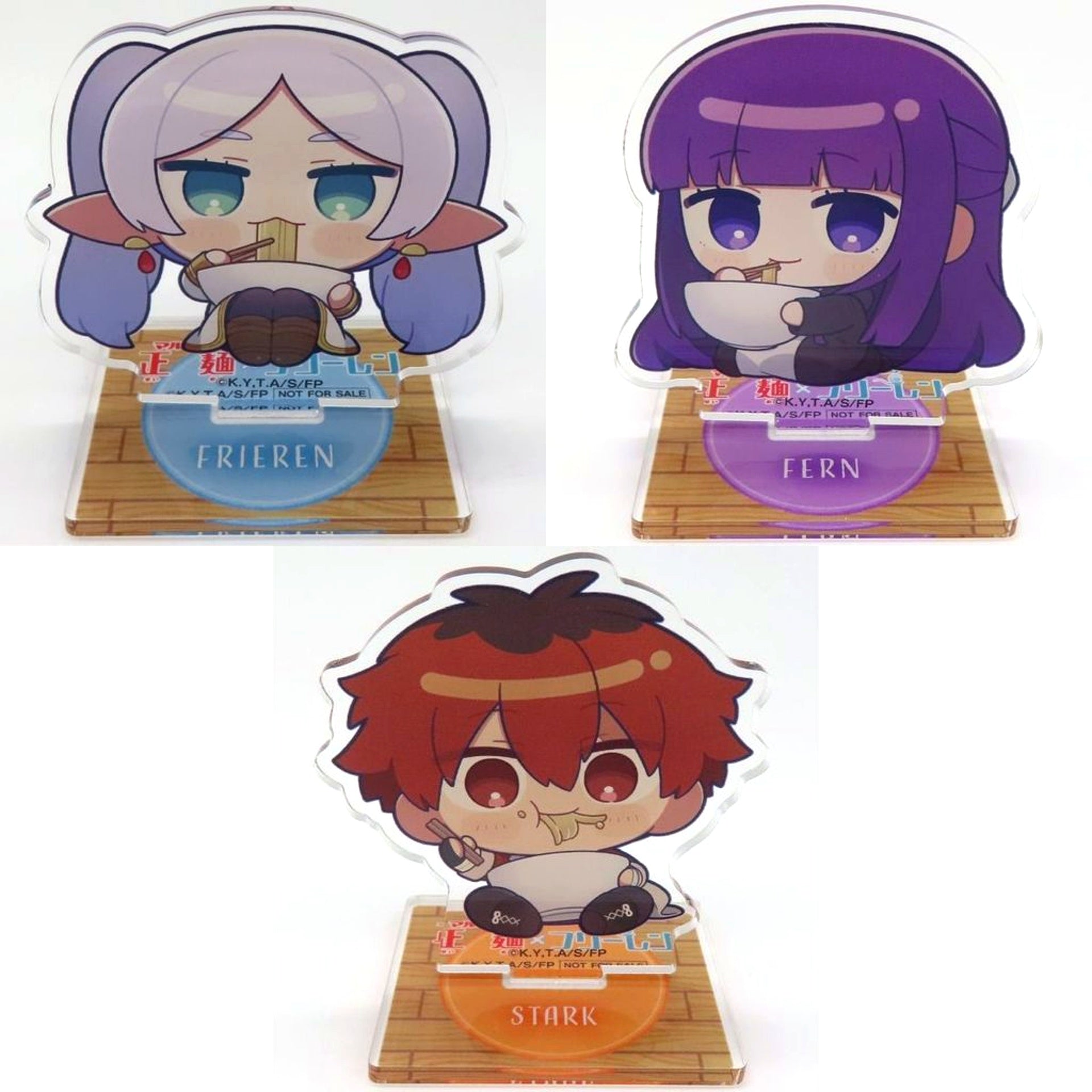 Set of 3 Frieren & Fern & Stark Frieren Beyond Journey's End x Maruchan Seimen Present Campaign Winning Prize Acrylic Stand [USED]