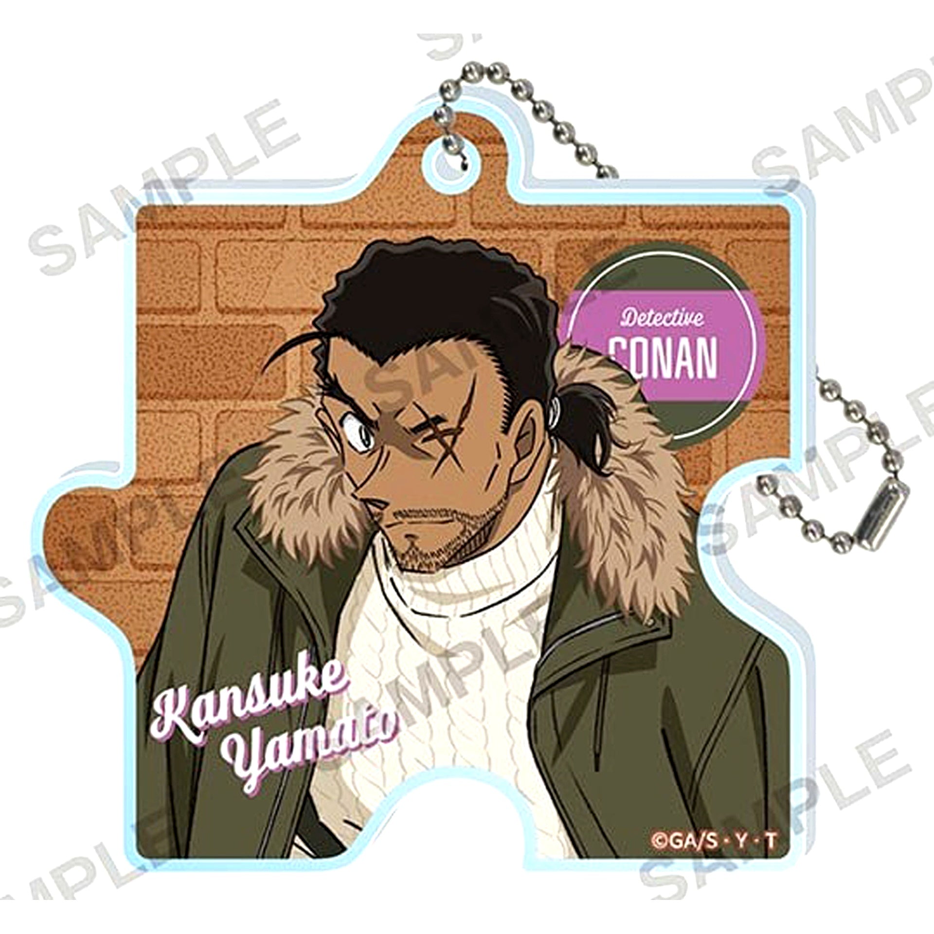Kansuke Yamato Detective Conan Acrylic Puzzle Keychain Casual Clothes Ver. [USED]