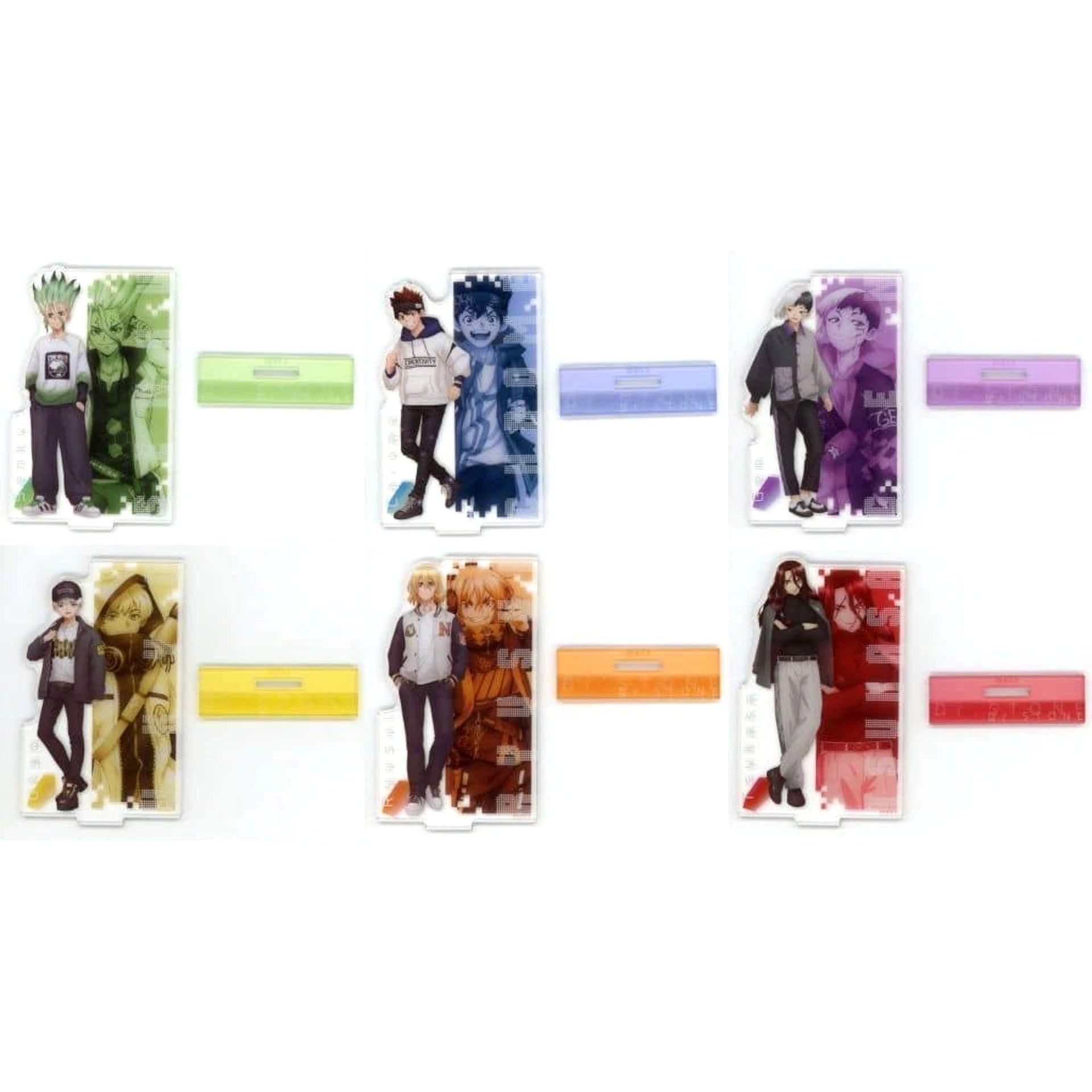 Dr. STONE Senku Ishigami & Others All 6 Types Set Puchikuji Monotone Street & Cyberpunk Acrylic Stand Prize A Acrylic Stands [USED]
