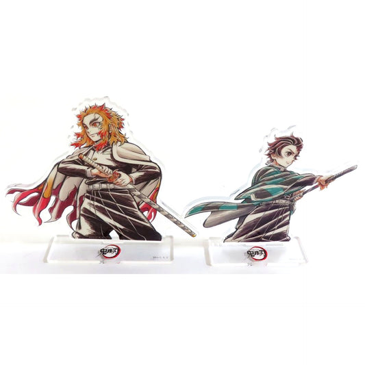 Set of 2 Acrylic Stand Demon Slayer Mugen Train Arc Hashira New Illustration - Kyojuro and Tanjiro - WEBSHOP Kuji Prize D [USED]