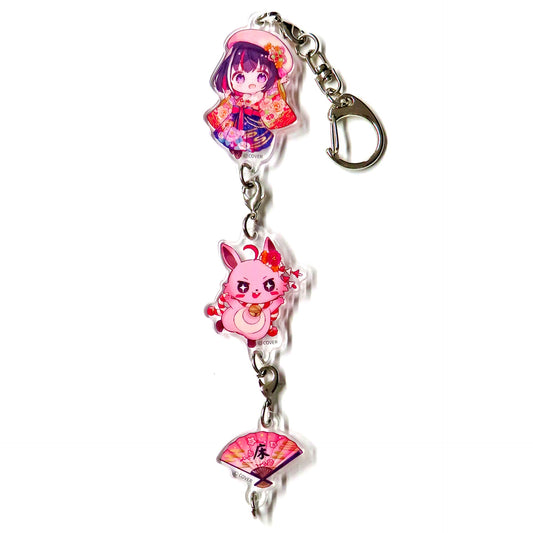 AZKi hololive Connecting Triple Acrylic Keychain 6th Anniversary [USED]
