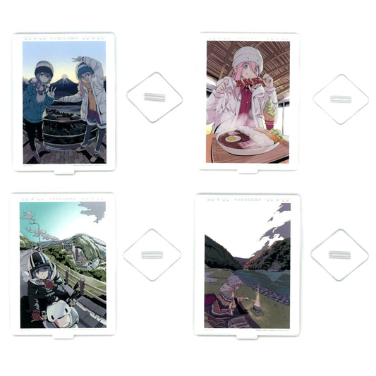 Set of 4 E Prize Acrylic Stand Ichiban Kuji Yuru Camp Vol. 2 [USED]