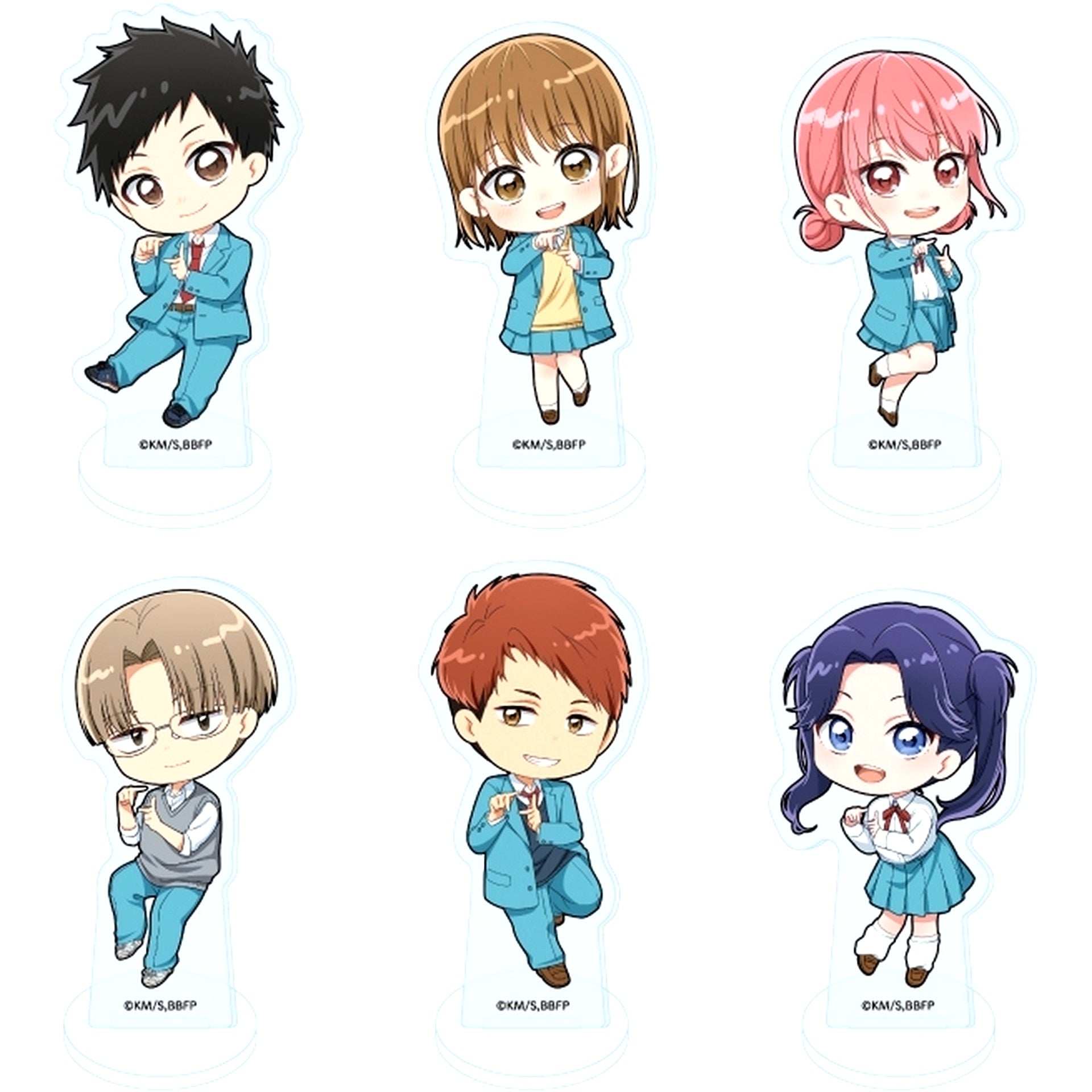 Set of 6 Blue Box Acrylic Petit Stand 02. Blue Box Pose Ver. Mini Character Illustration [USED]