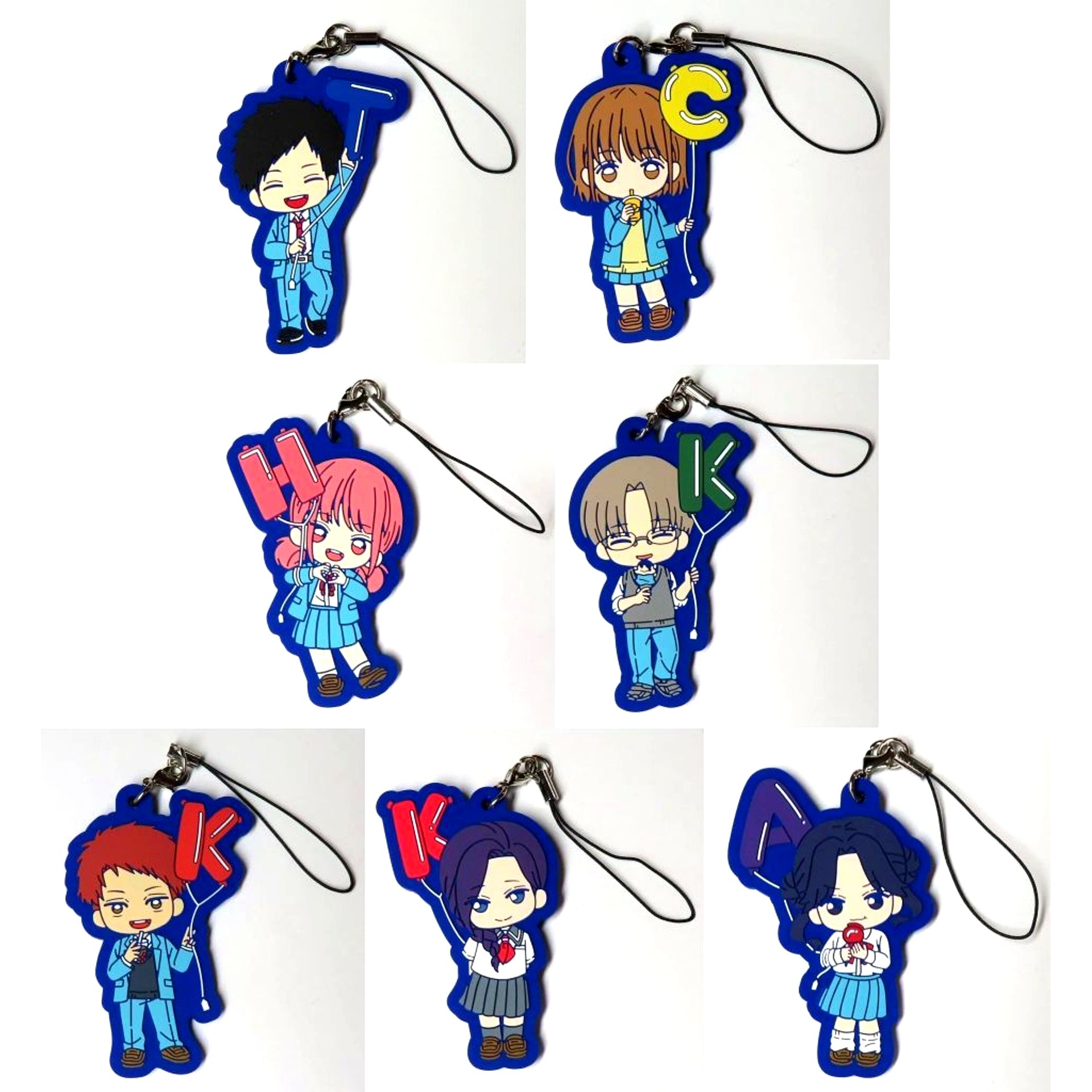 Set of 7 Blue Box Rubber Strap Kuji Luck M Prize #What if we swapped uniforms [USED]