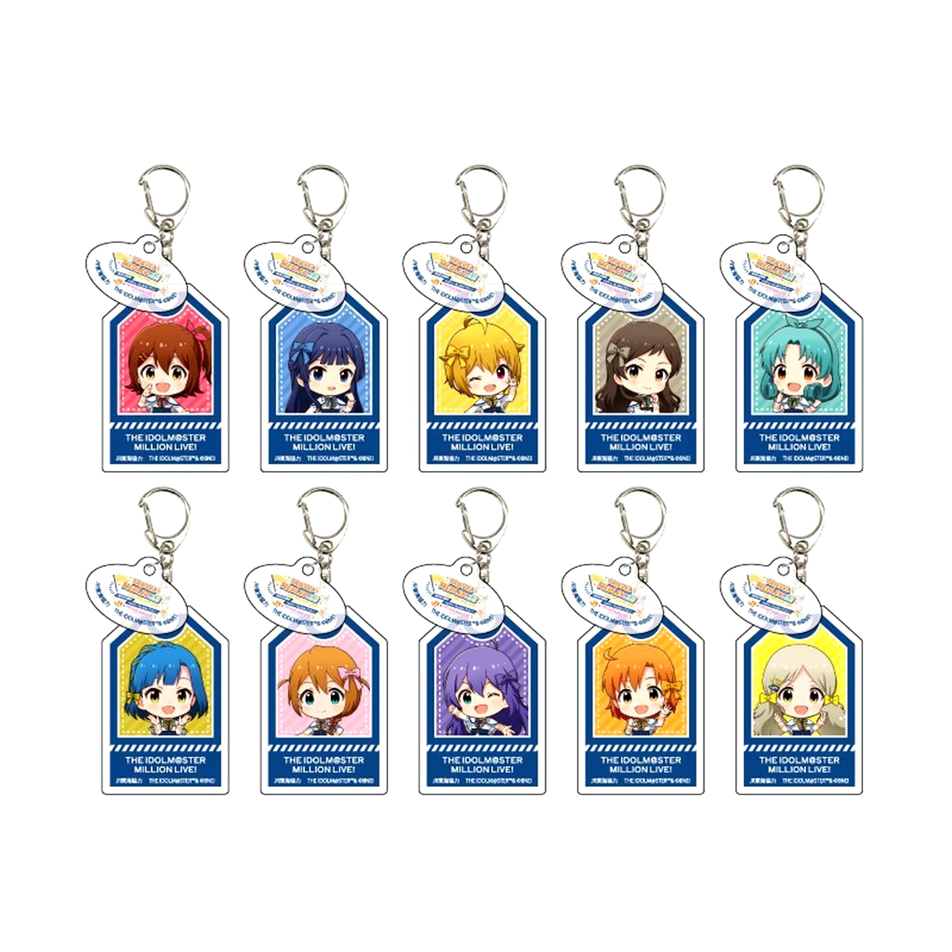 Set of 10 JR Tokai x Idolmaster Million Live! TR@VEL MEDLEY!!!!!! with THE IDOLM@STER Series Acrylic Keychain [USED]
