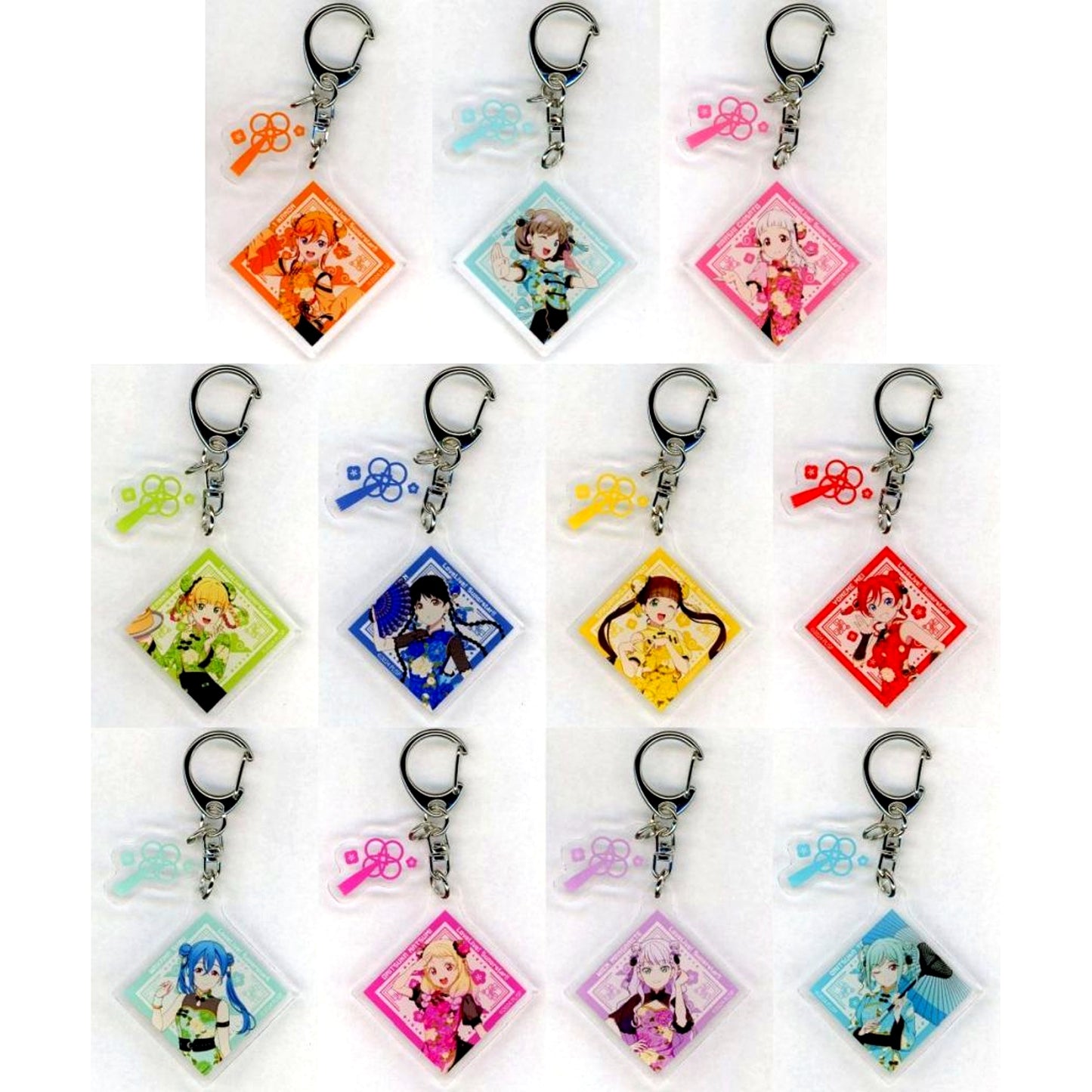 Set of 11 Love Live! Superstar!! x Yokohama Chinatown POP UP SHOP in ChinaTown80 Hall Acrylic Keychain with Parts Illustration [USED]