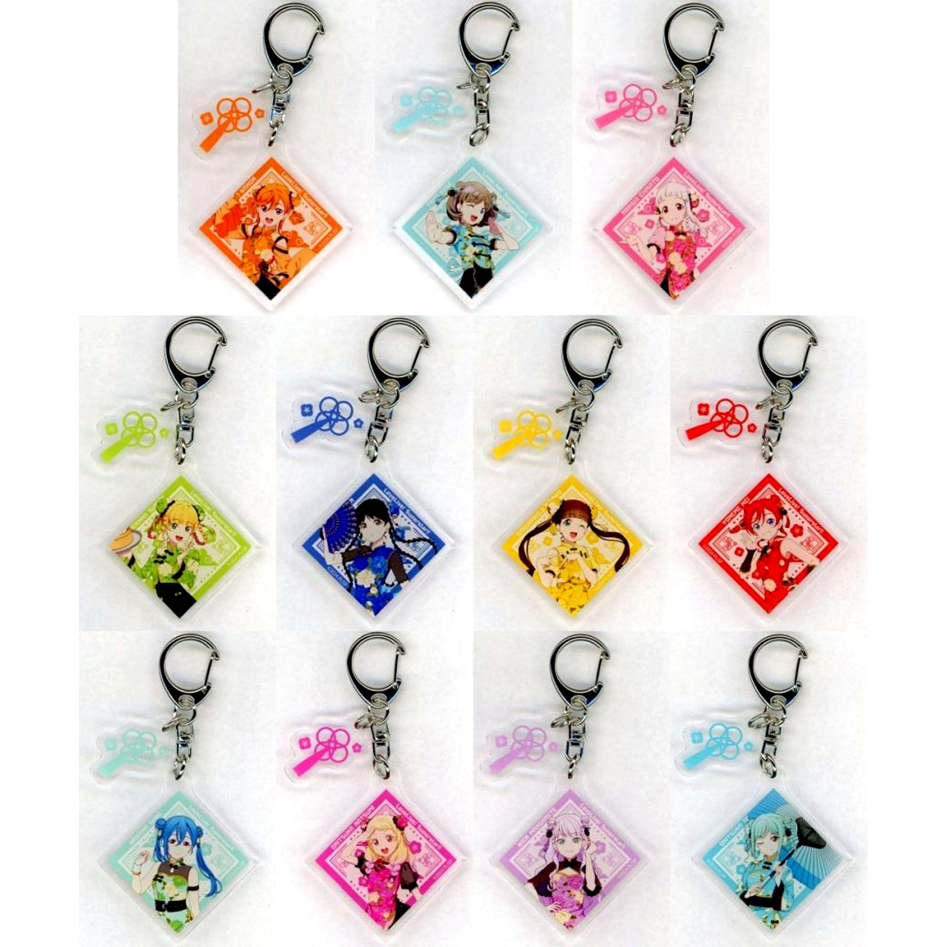 Set of 11 Love Live! Superstar!! x Yokohama Chinatown POP UP SHOP in ChinaTown80 Hall Acrylic Keychain with Parts Illustration [USED]