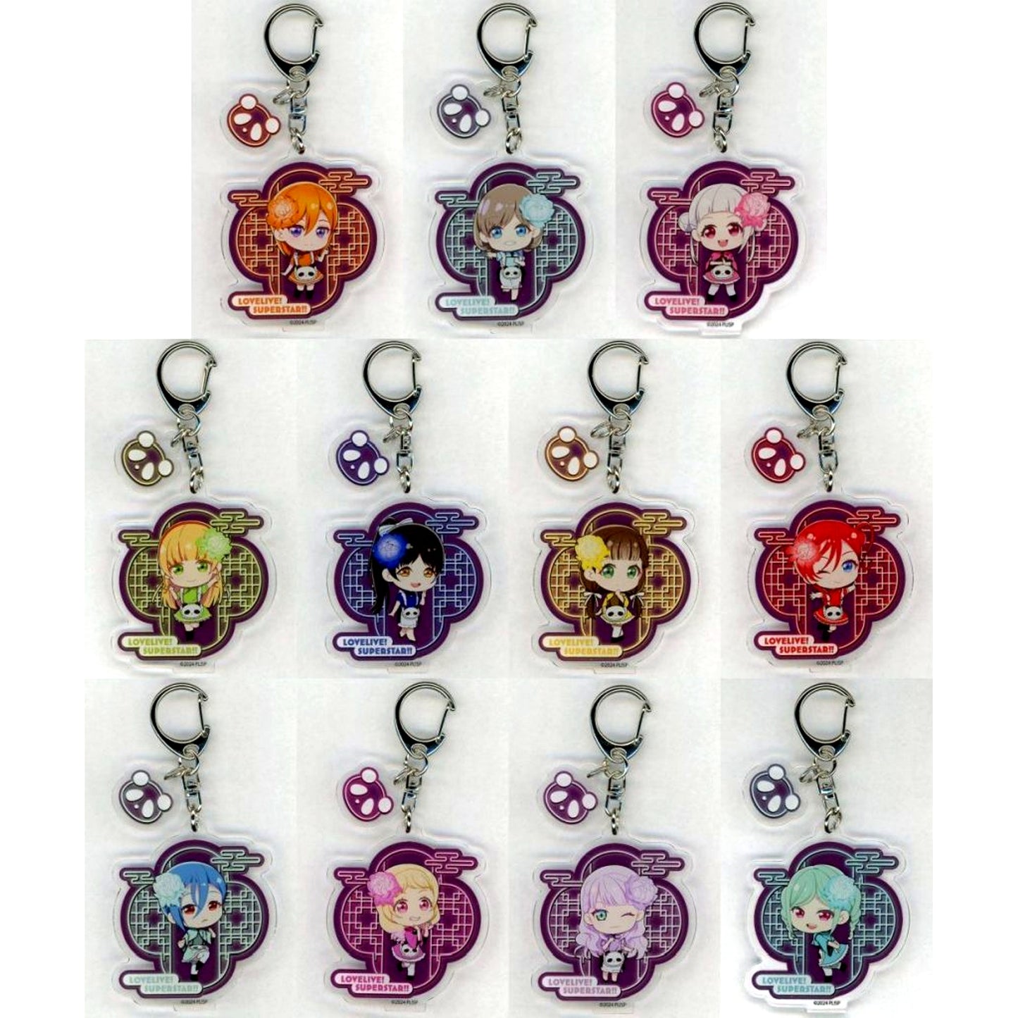 Set of 11 Love Live! Superstar!! x Yokohama Chinatown POP UP SHOP in ChinaTown80 Hall Acrylic Keychain with Parts Mini Character [USED]