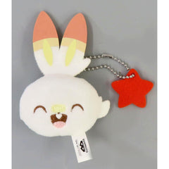 Pokemon Scorbunny Poke Peace Plush Toy with Ball Chain Pikachu, Jirachi, Scorbunny, Milcery Plush [USED]