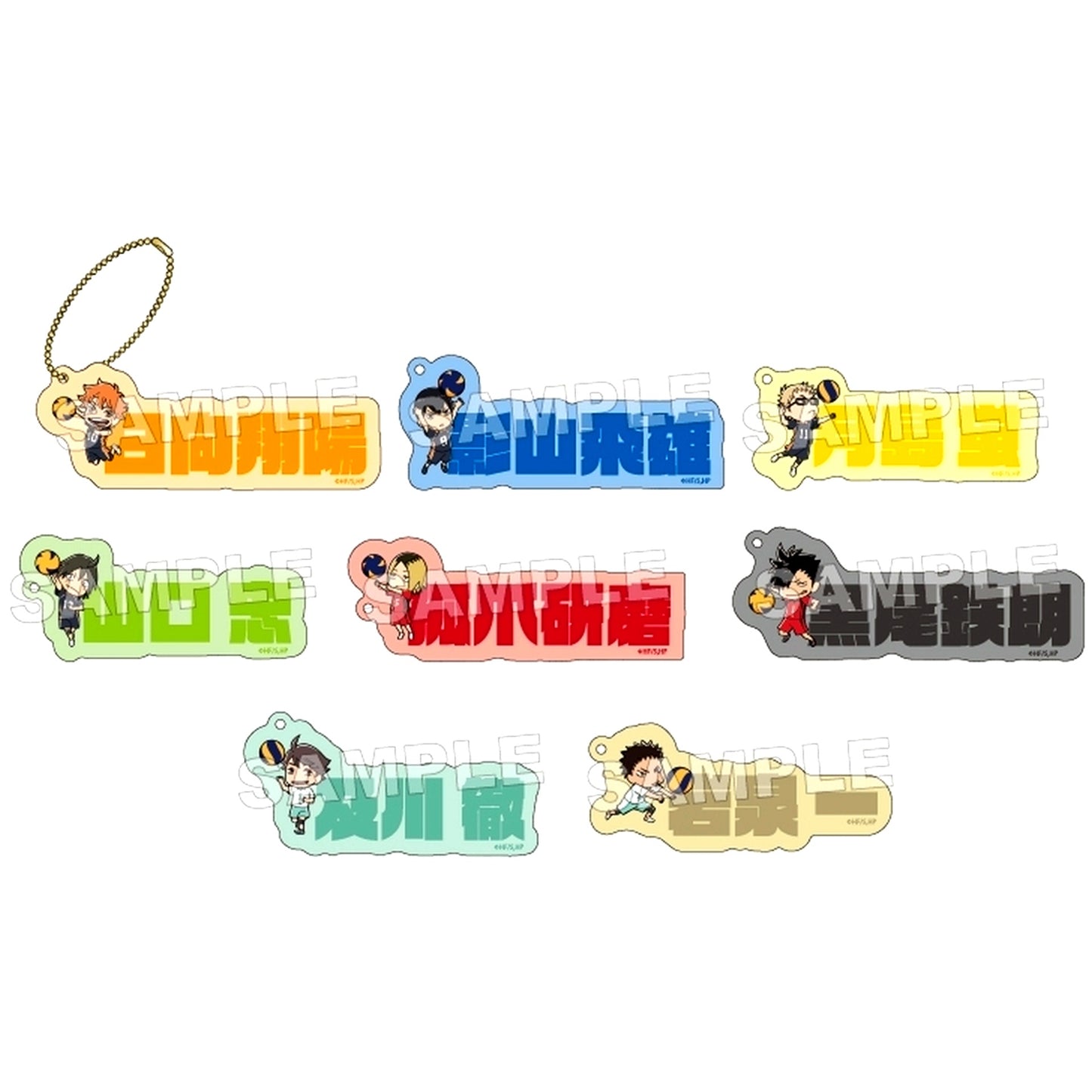 Set of 8 Haikyu!! Trading Acrylic Name Block Keychain [USED]