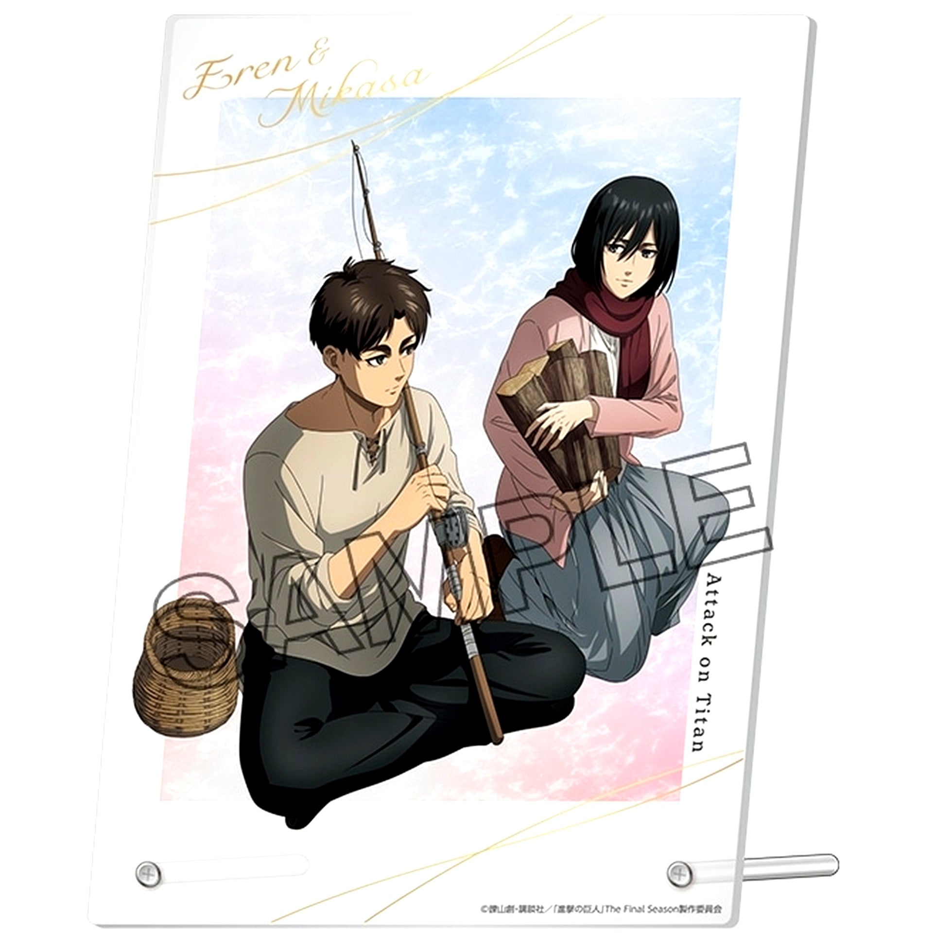 Eren Yeager & Mikasa Ackerman Attack on Titan The Final Season Drawn Acrylic Panel [USED]