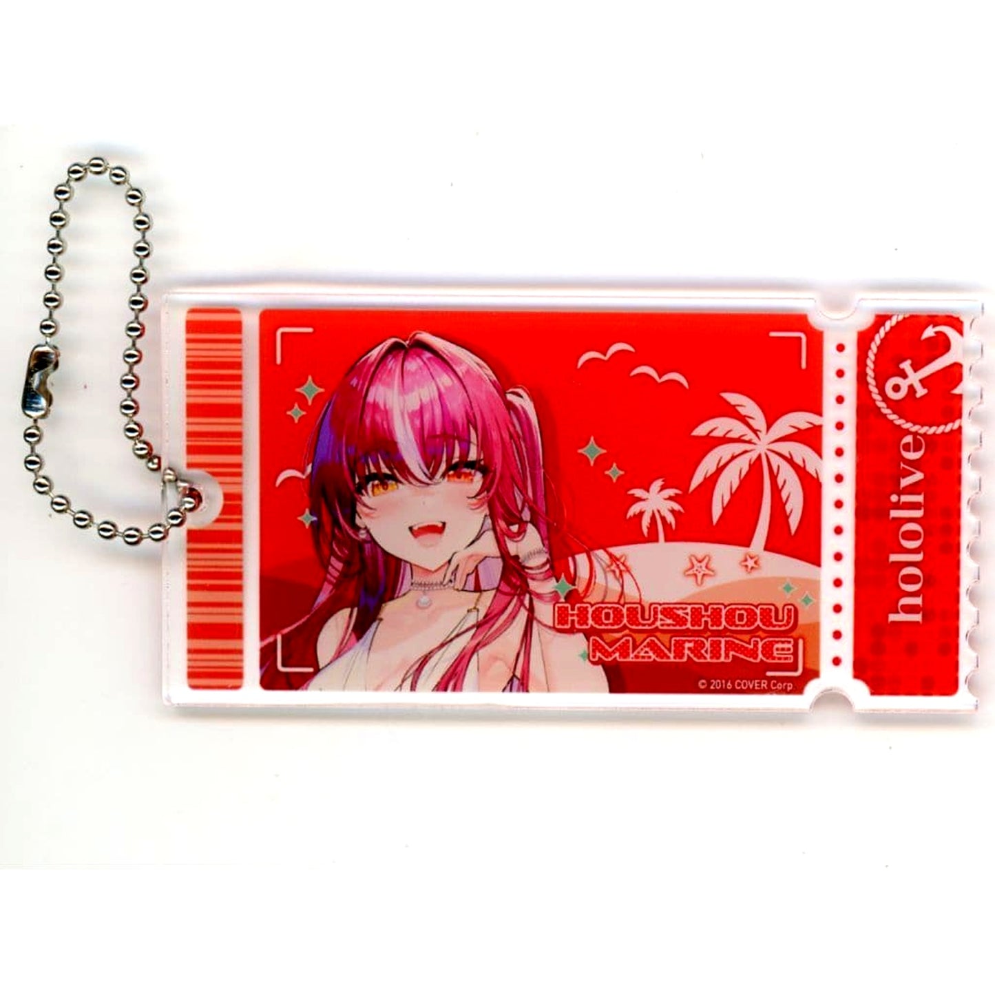 Virtual YouTuber hololive Houshou Marine Ticket Style Acrylic Keychain DMM Scratch! DMM TV x Virtual YouTuber hololive New Sensation Documentary Variety Holo na Zombie! Scratch Prize D-3 [USED]
