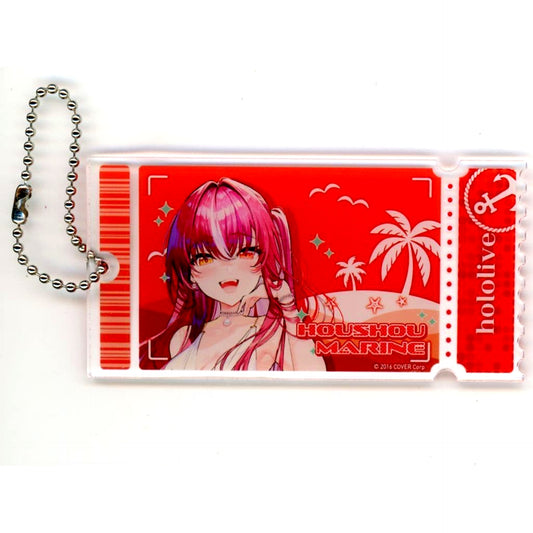 Virtual YouTuber hololive Houshou Marine Ticket Style Acrylic Keychain DMM Scratch! DMM TV x Virtual YouTuber hololive New Sensation Documentary Variety Holo na Zombie! Scratch Prize D-3 [USED]