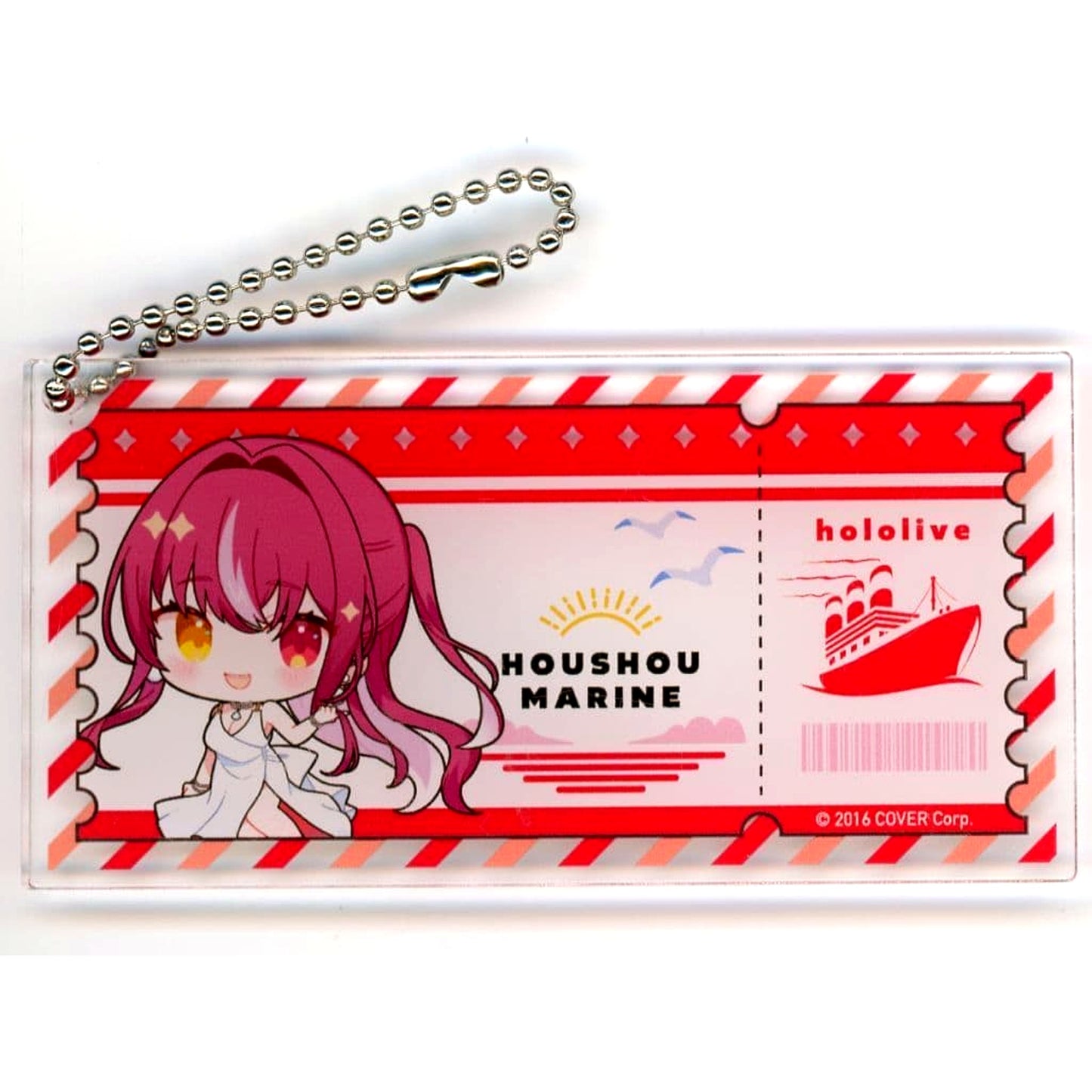 Virtual YouTuber hololive Houshou Marine Chibi Ticket Style Acrylic Keychain DMM Scratch! DMM TV x Virtual YouTuber hololive New Sensation Documentary Variety Holo na Zombie! Scratch Prize D-8 [USED]