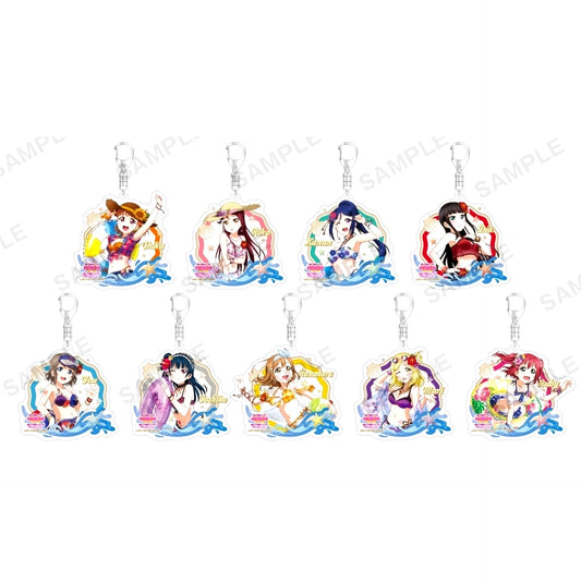 Set of 9 Love Live! School Idol Festival Trading Kirarin Acrylic Keychain Aqours Swimsuit Ver. [USED]