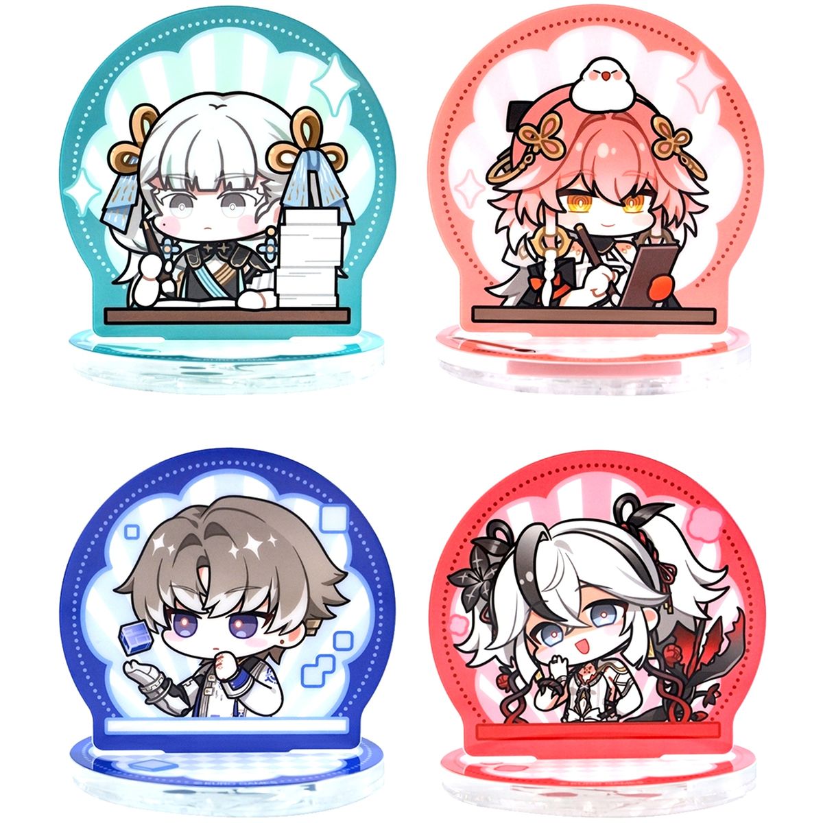 Set of 4 Wuthering Waves Resonator Chibi Acrylic Stamp Objet [USED]