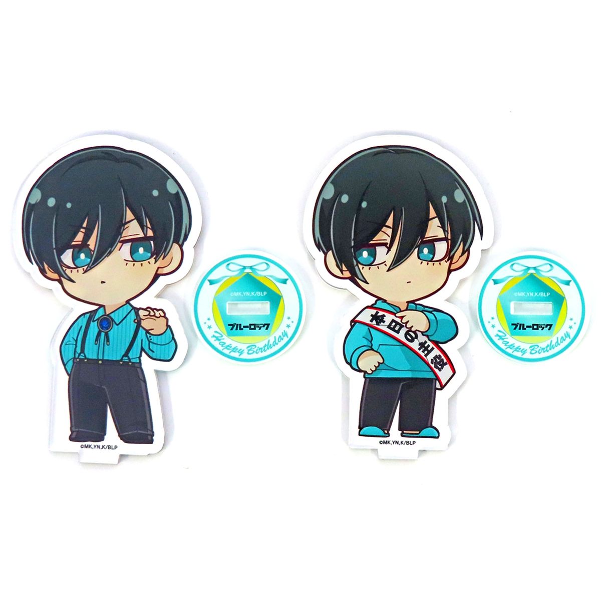 Rin Itoshi Birthday Acrylic Stand 2 Piece Set Blue Lock x PRINCESS CAFE [USED]