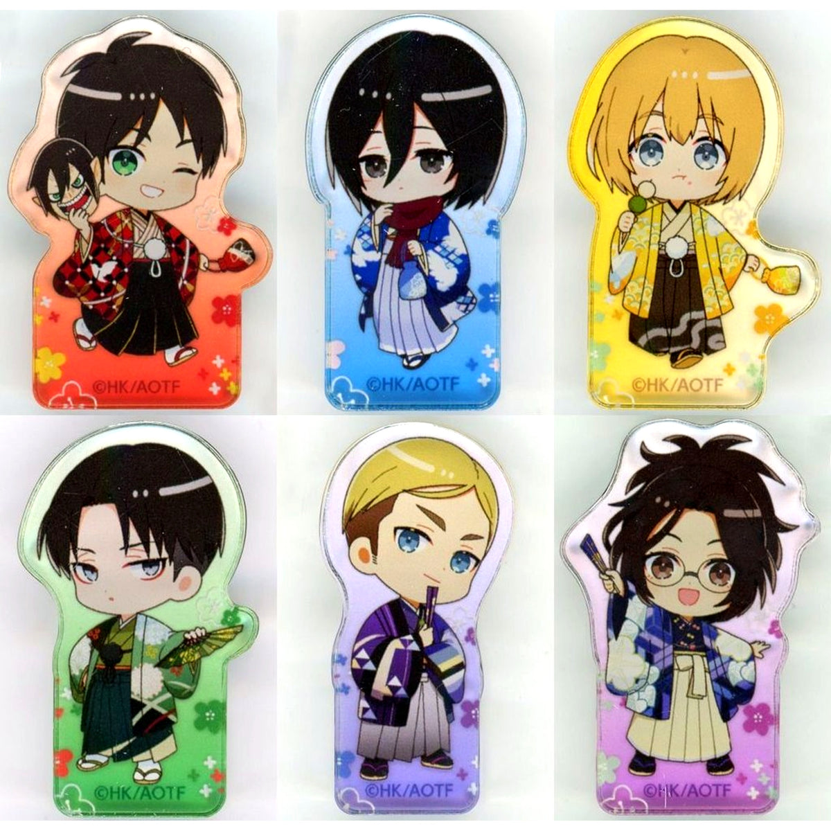 Set of 6 Attack on Titan x VASARA Trading Die-cut Acrylic Block [USED]