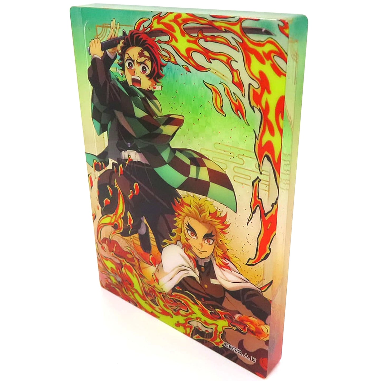 Tanjiro Kamado and Kyojuro Rengoku Demon Slayer: Kimetsu no Yaiba Glitter Acrylic Block Kimetsu Theater The Movie Demon Slayer: Kimetsu no Yaiba Mugen Train Arc Revival Screening Theater Merchandise [USED]