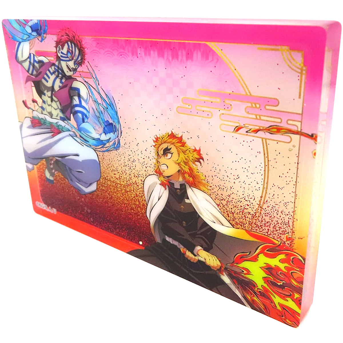 Akaza and Kyojuro Rengoku Demon Slayer: Kimetsu no Yaiba Glitter Acrylic Block Kimetsu Theater The Movie Demon Slayer: Kimetsu no Yaiba Mugen Train Arc Revival Screening Theater Merchandise [USED]