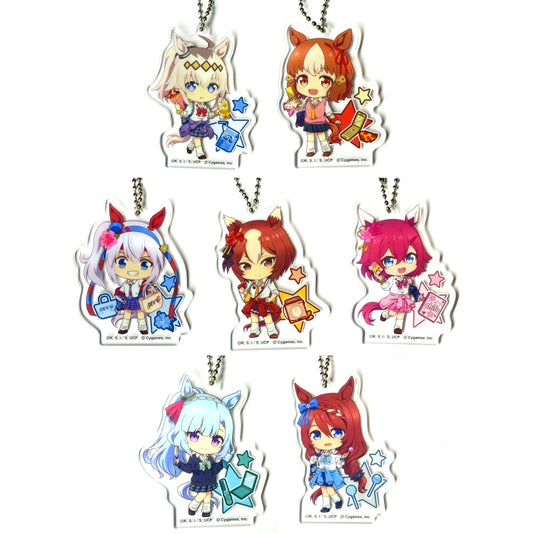 Set of 7 Acrylic Keychain Prize Anime Uma Musume Cinderella Gray Entertainment Kuji Acrylic Keychain [USED]