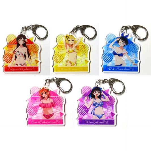Set of 5 Rent-A-Girlfriend Acrylic Keychain Prize C Dokopria x Kuji Mate Online Kuji [USED]