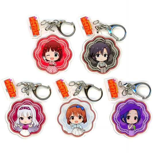 Set of 5 The Idolm@ster Series x Seibuen Yuenchi Retro Fes Parts Attached Acrylic Keychain Mini Character Illustration BOX [USED]