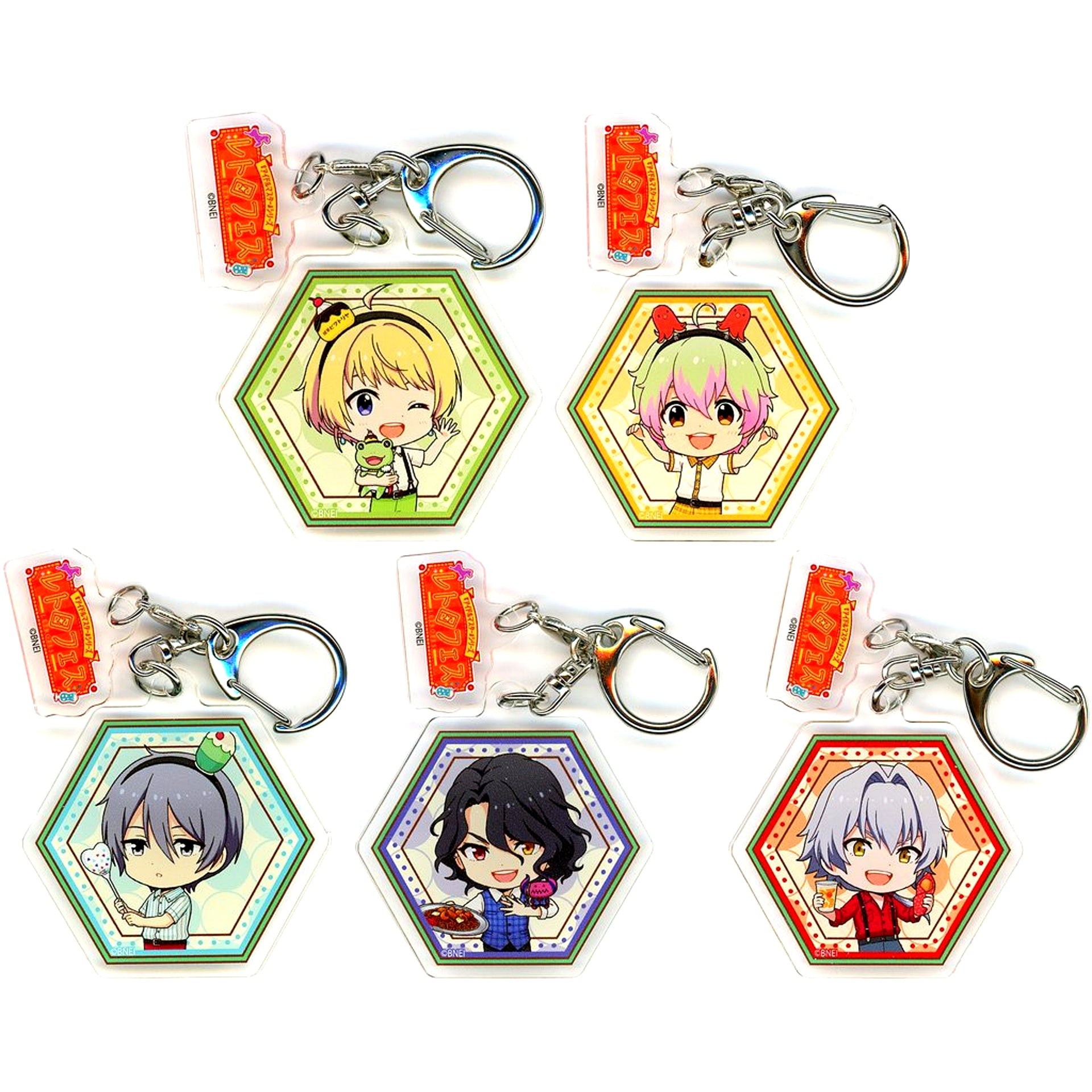 Set of 5 The Idolm@ster SideM Acrylic Keychain with Parts Mini Chibi Illustration Box Seibuen Yuenchi Retro Fes [USED]