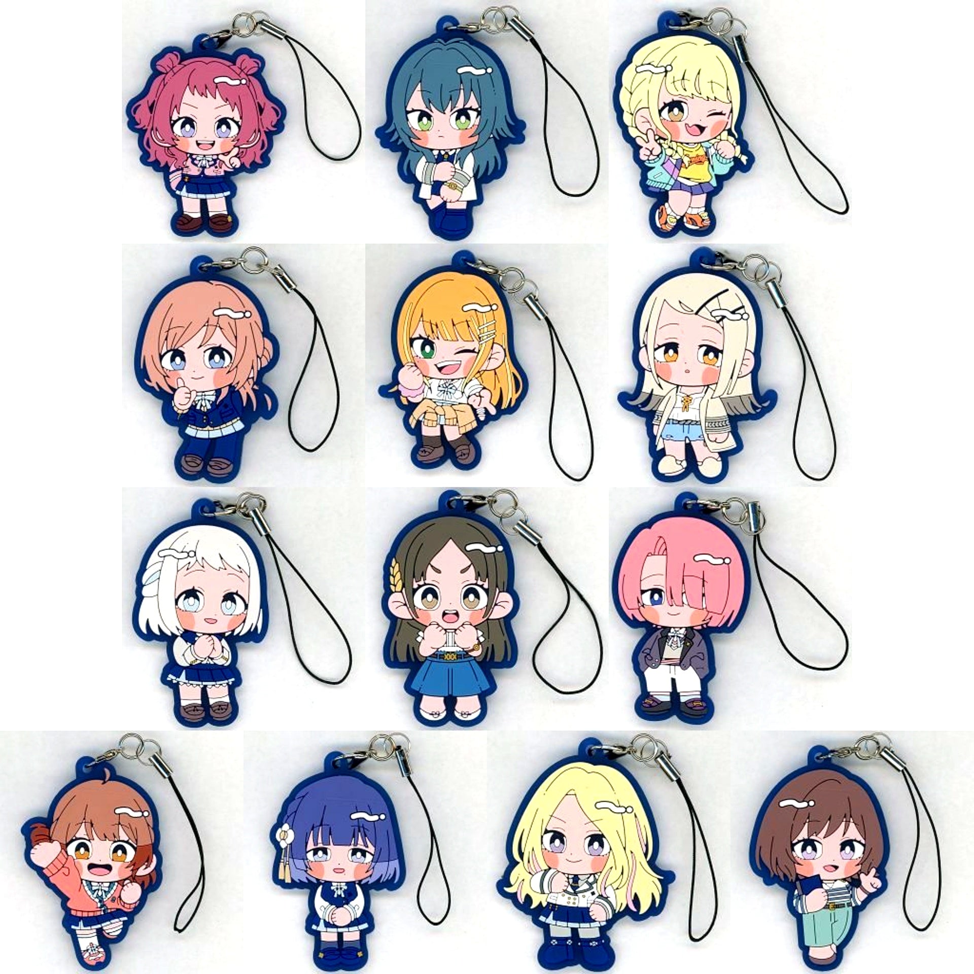 Set of 13 Gakuen Idolmaster Newtro Rubber Strap [USED]