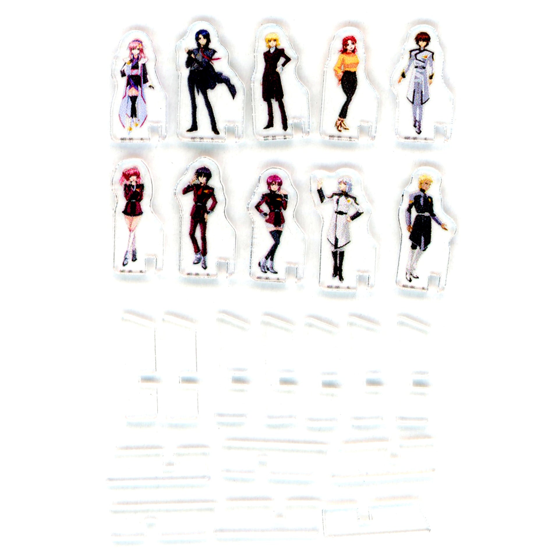 Set of 10 Group Mobile Suit Gundam SEED FREEDOM Mini Ac Series Acrylic Stand [USED]