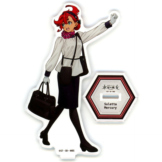 Suletta Mercury Mobile Suit Gundam The Witch from Mercury Illustration Acrylic Stand JR Tokai Oshitabi x Gundam Series Journey with Gundam Vol. 1 [USED]