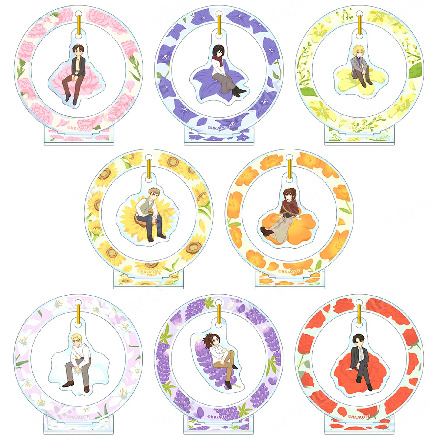 Set of 8 Attack on Titan Trading Botania Vol.3 Swaying Acrylic Stand [USED]