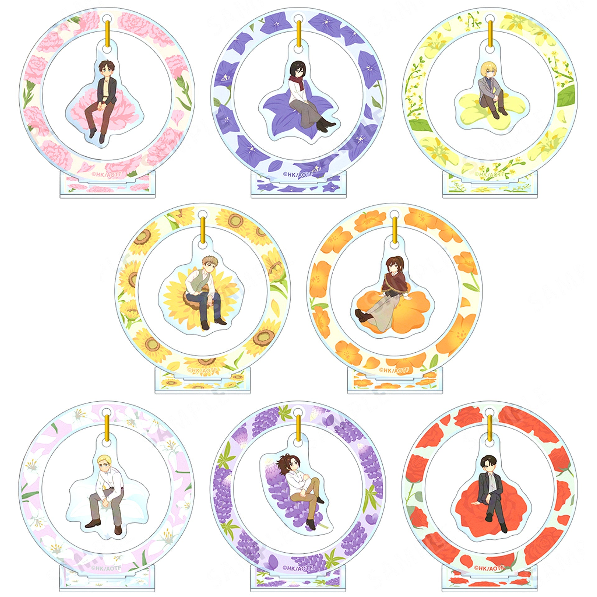 Set of 8 Attack on Titan Trading Botania Vol.3 Swaying Acrylic Stand [USED]