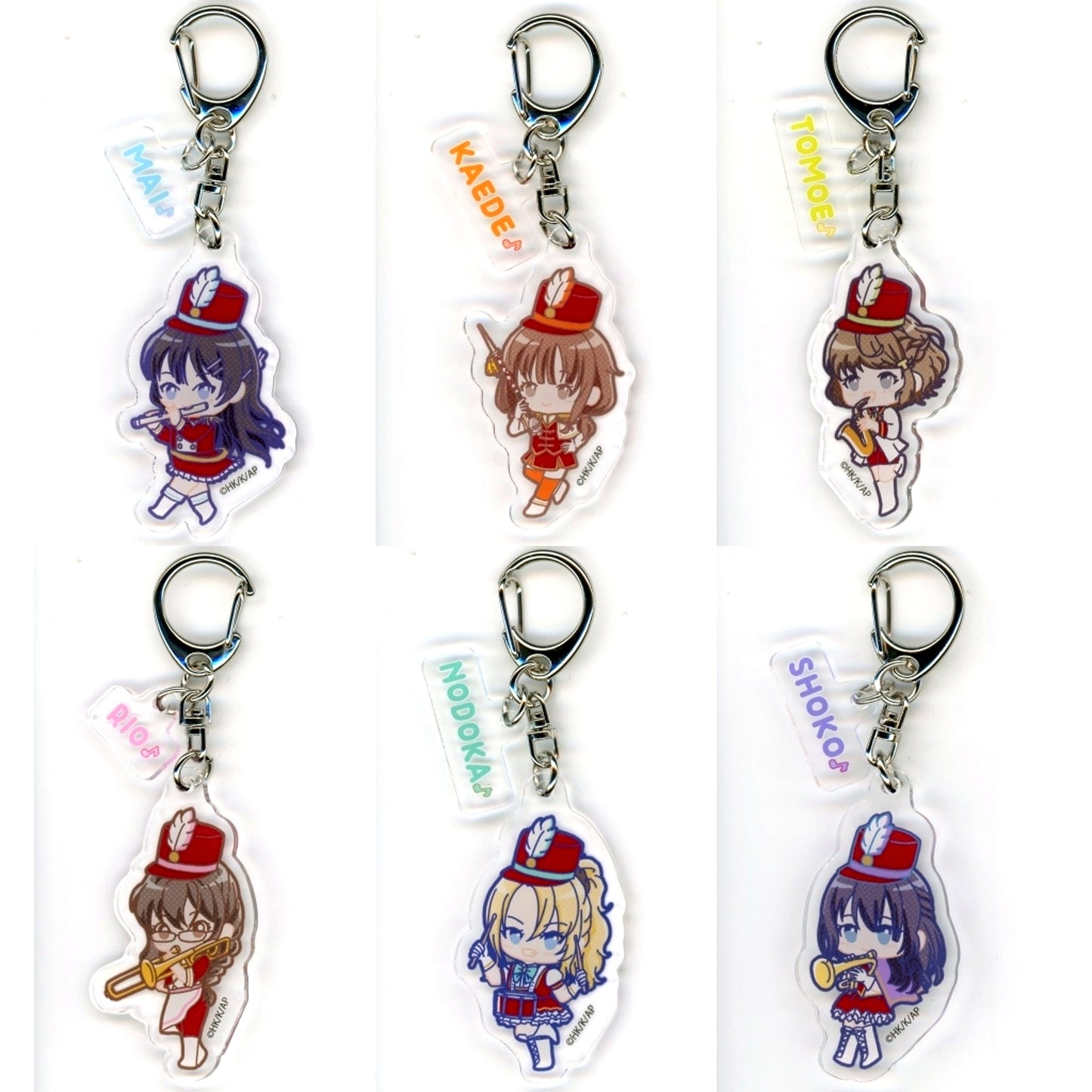 Set of 6 01 Marching Band ver POP Art Illustration Rascal Does Not Dream Series Acrylic Keychain with Parts POP UP SHOP in TOWER RECORDS [USED]