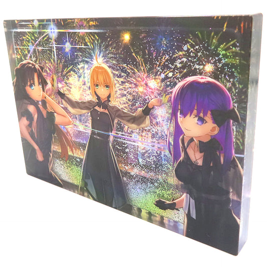 Saber & Rin Tohsaka & Sakura Matou Fate/stay night 20th Anniversary Concert Finale Glitter Acrylic Block [USED]