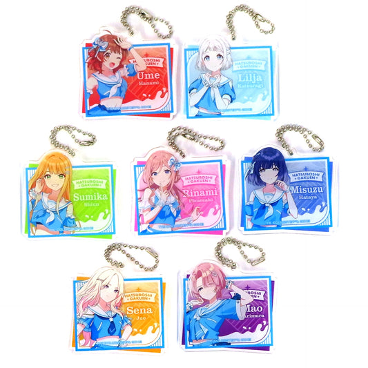 Set of 7 Gakuen Idolmaster Acrylic Keychain Lawson [USED]