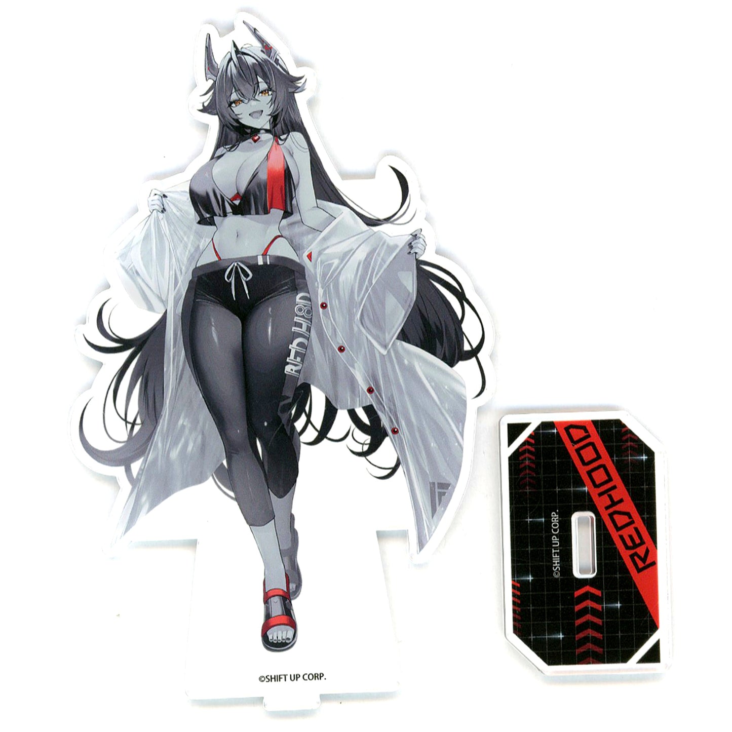 Red Hood Character Illustration Monotone Style Goddess of Victory: NIKKE Big Acrylic Stand Urban Rainy Day GiGO Limited [USED]