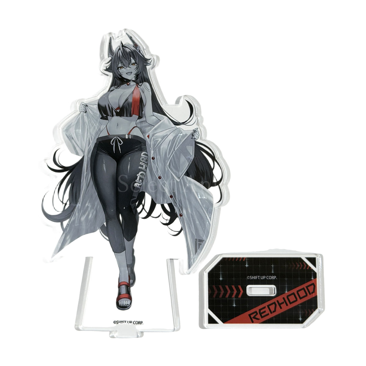 Red Hood Character Illustration Monotone Style Goddess of Victory: NIKKE Big Acrylic Stand Urban Rainy Day GiGO Limited [USED]