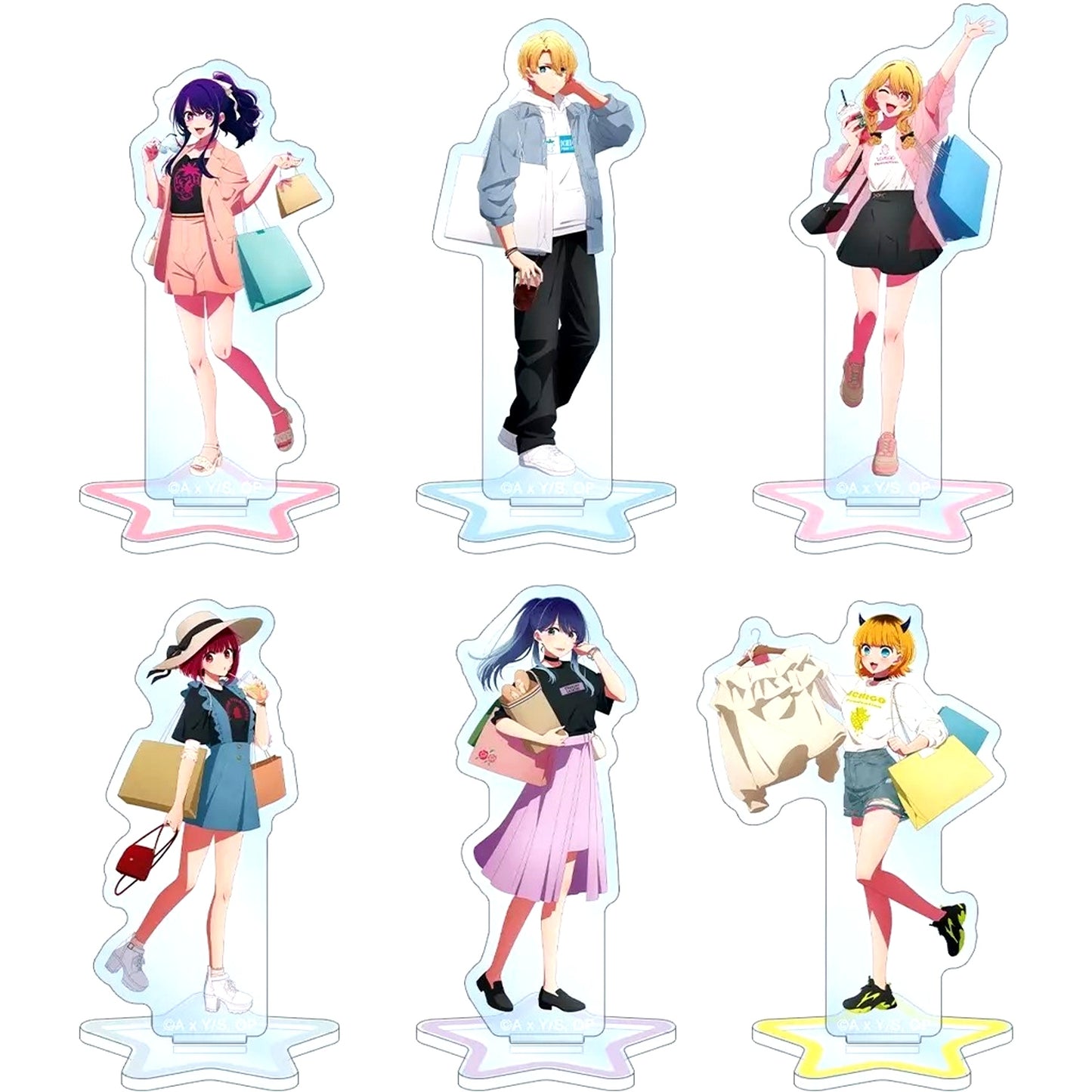 Set of 6 Illustration Shopping Ver. Trading Acrylic Stand Oshi no Ko [USED]