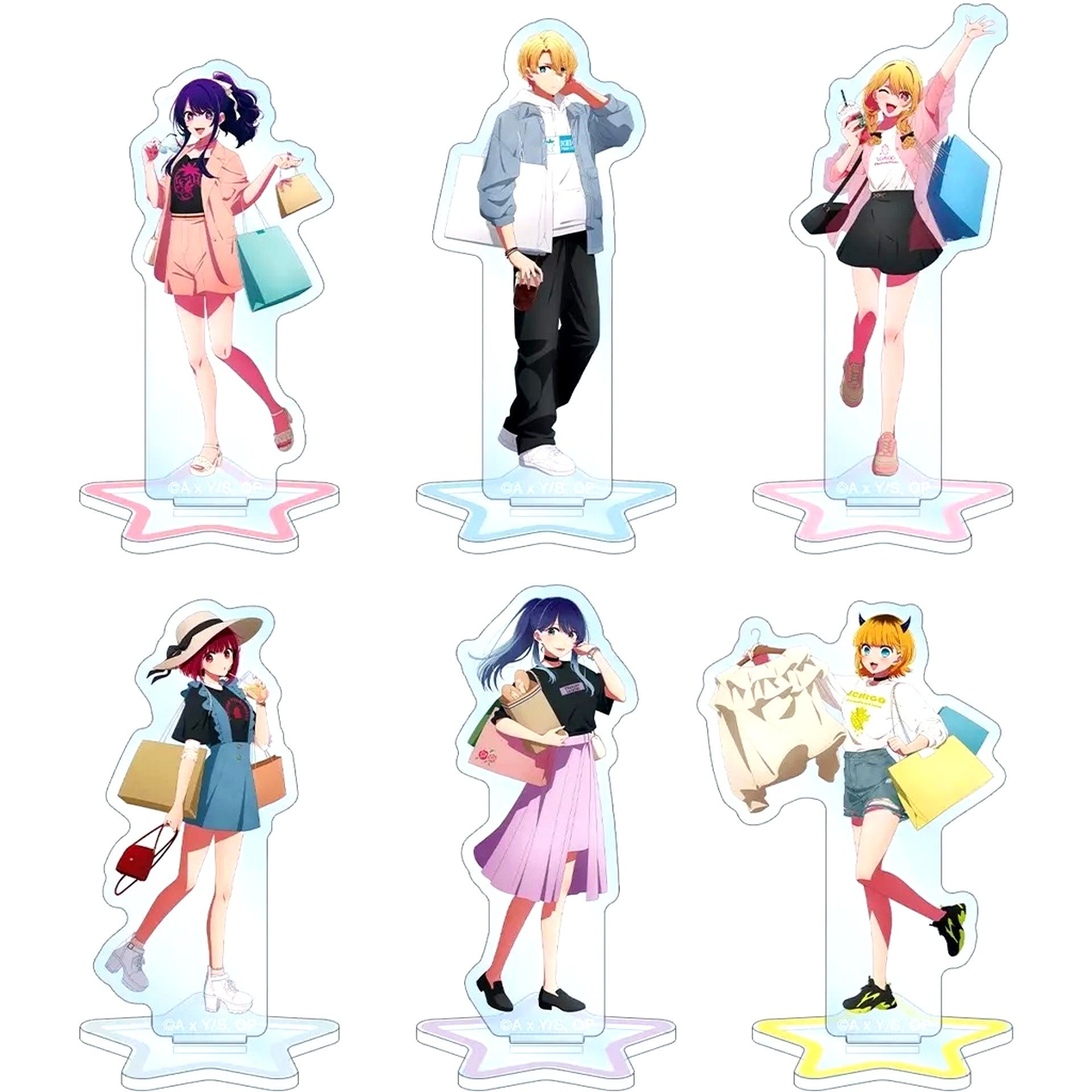 Set of 6 Illustration Shopping Ver. Trading Acrylic Stand Oshi no Ko [USED]