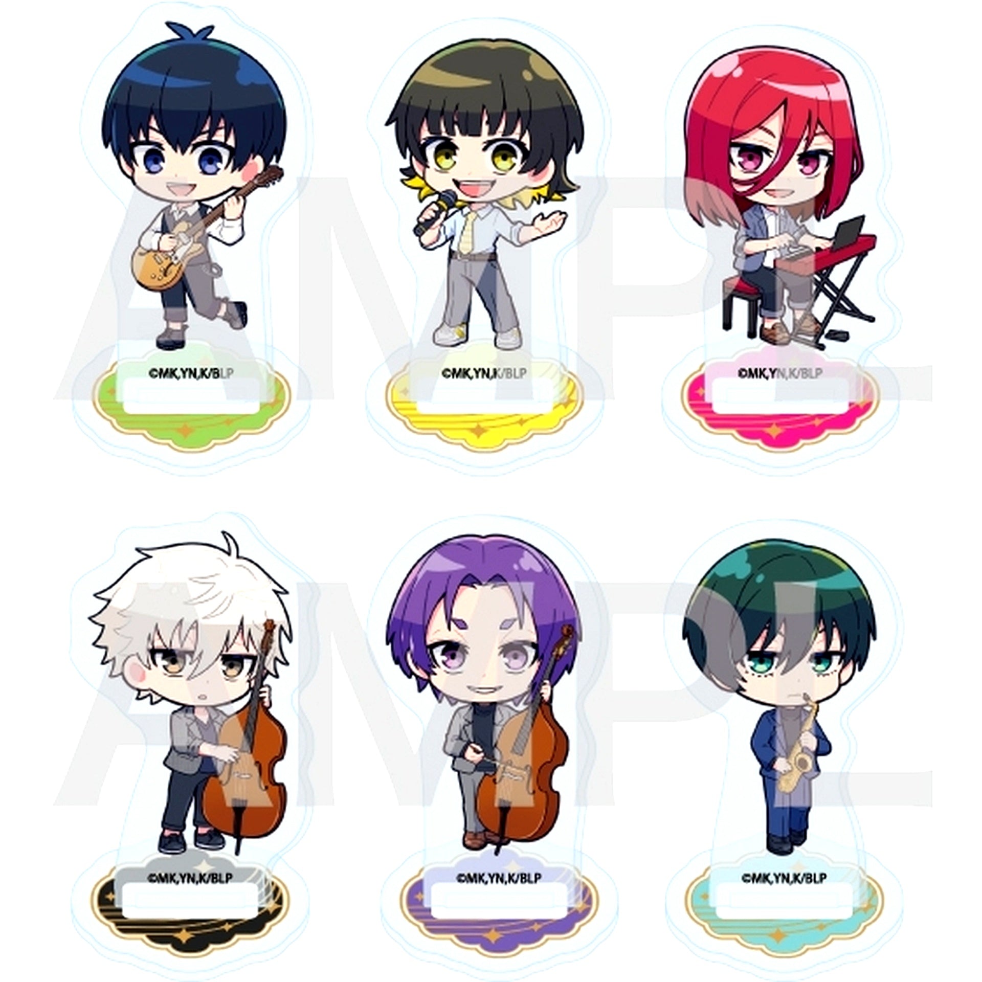 Set of 6 21. Band Ver. Mini Character Illustration Acrylic Petit Stand Blue Lock [USED]